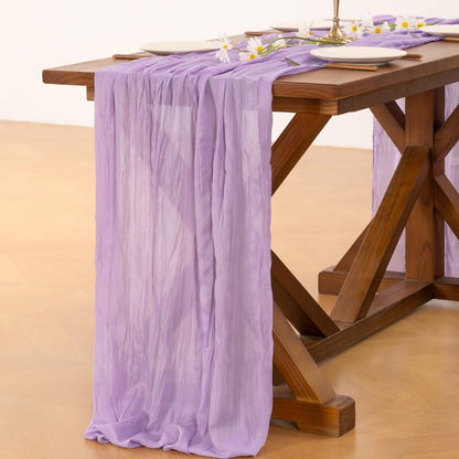 Socomi 6pcs Lilac Purple Lavender Cheesecloth Table Runner Summer Boho Rustic Gauze 120 inch 10FT Cheese Cloth Sheer Runner for Wedding Party Baby Shower Birthday Home Decor Holiday Decorations