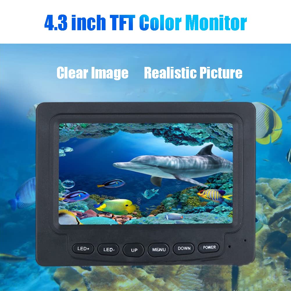 Fish Finder Kit, Underwater Fishing Camera with 4.3'' Display, Portable Video Fish Finder, Led Brightness Adjustment, Aluminum Alloy 165° View Fish Model Camera, For Lake Fishing