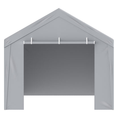 VEVOR Carport Replacement Canopy Cover Top + Side Wall 12 x 20 ft, Garage Tent Shelter Tarp Heavy-Duty Waterproof & UV Protected, Easy Installation with Ball Bungees,Grey (Frame Not Included)