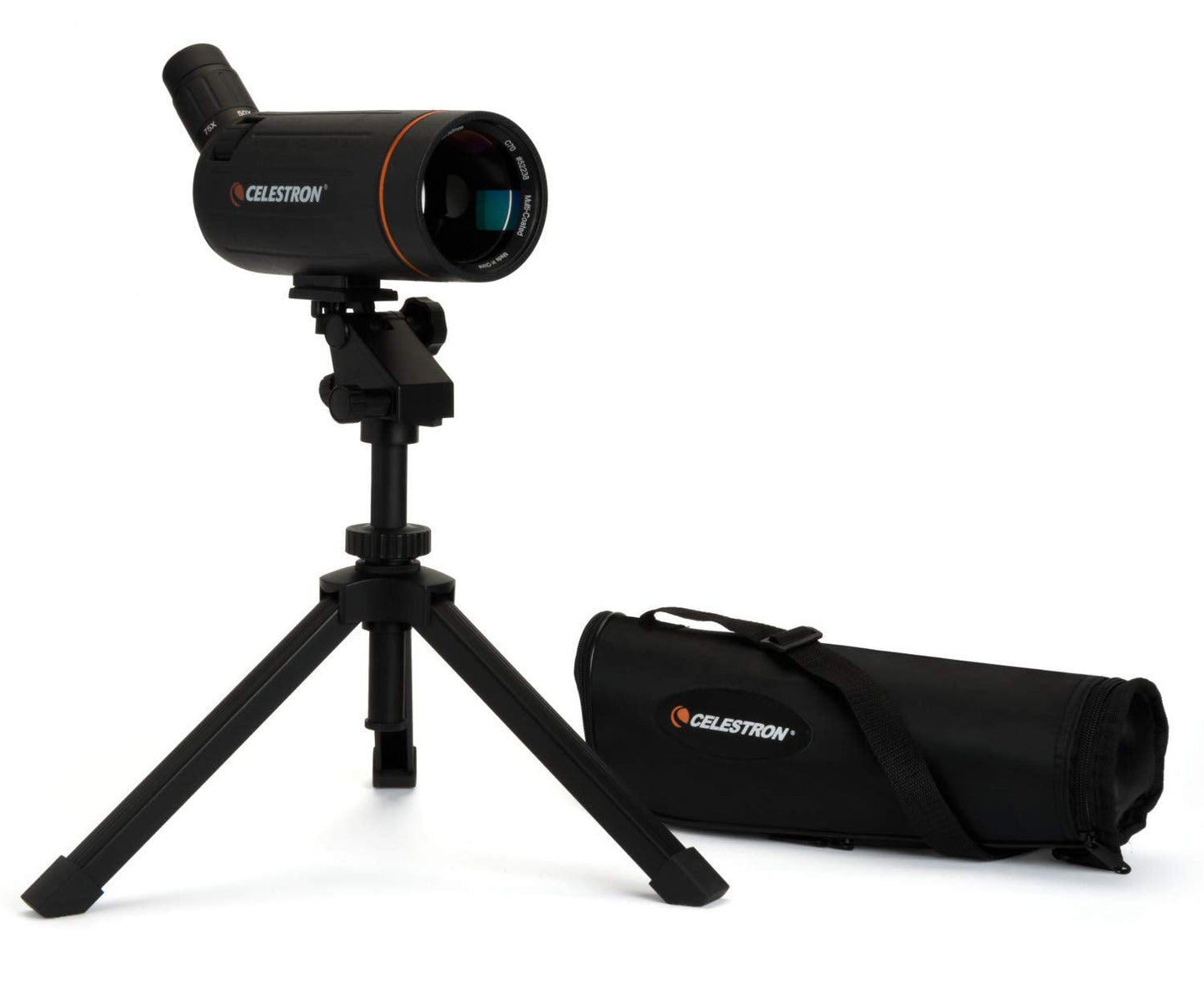 Celestron 52238 Mini Mak 70mm Angled Spotting Scope – Maksutov Spotting Scope – Great for Long Range Viewing – 25–75x Zoom Eyepiece – Multi-Coated Optics – Rubber Armored – Tabletop Tripod Included