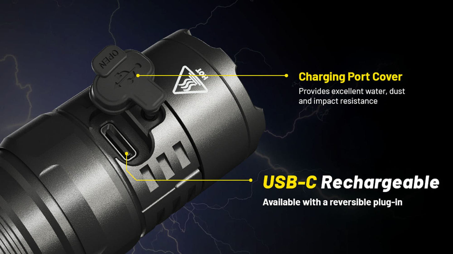 Nitecore P23i Tactical Flashlight, 3000 Lumen USB-C Rechargeable Long Throw Super Bright with Lumentac Organizer
