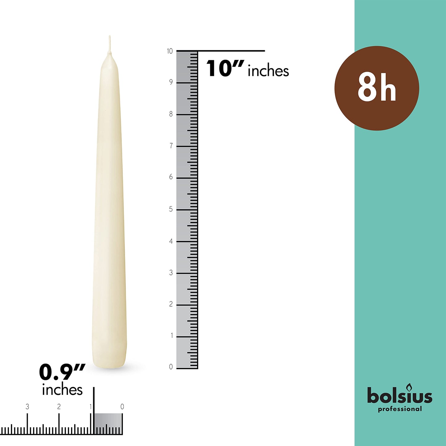 BOLSIUS Long Household Ivory Taper Candles - 10-inch Unscented Premium Quality Wax - 8 Hour Long Burning Dripless Candles Bulk Pack of 30 for Home Decor, Wedding, Parties and Special Occasions