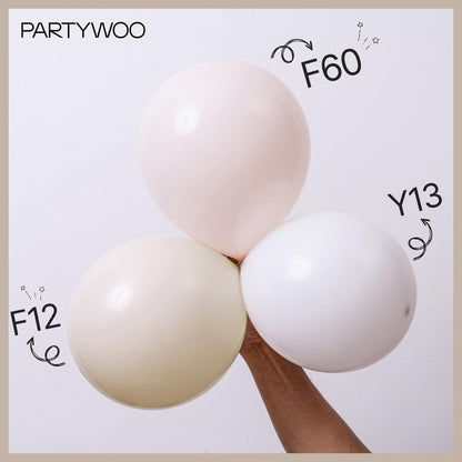 PartyWoo Beige Balloons 50pcs 12 Inch Boho Cream Ivory Neutral Latex Helium Balloons for Graduation Wedding Anniversary Engagement Bridal Graduation Baby Shower Birthday Party Decorations White-F60
