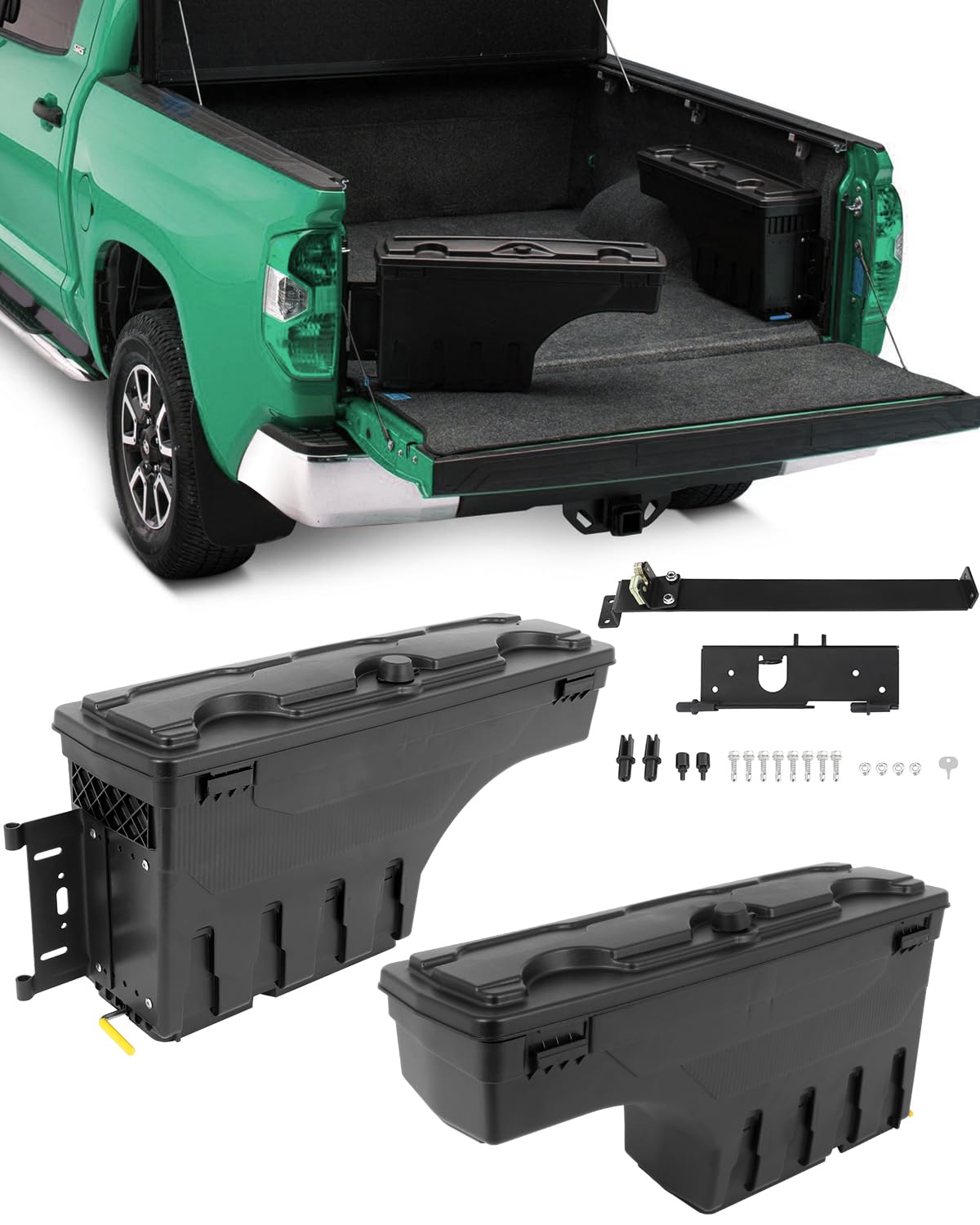 SCITOO Truck Bed Tool Box for Nissan Frontier 2004-2020 Left & Right Side,Multi-Compartment Dividers Organized Storage,Heavy Duty & No-Drill Installation