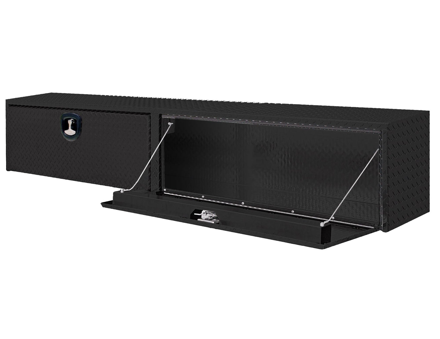Buyers Products 1721551 Black Aluminum Diamond Tread Topsider Truck Box With Drop Door, 72 x 13 x 16 Inch, Made in The USA, Lockable Tool Chest, Durable Job Box For Storage & Organization