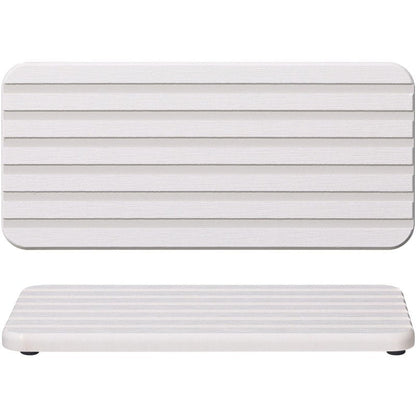 Photect 2Pcs Water Absorbent Diatomite Coasters 8.6x4'' Diatomaceous Earth Drying Ma, Grooved Design Water Absorbing Stone for Home Bathroom Decoration Home Warming Gift (White)