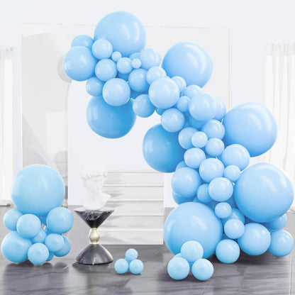 PartyWoo Light Blue Balloons 100pcs Different Sizes of 18 12 10 5 Inch Baby Pastel Sky Aqua Blue Balloon Arch Kit Garland for Birthday Gender Reveal Baby Shower Graduation Party Decorations Blue-Y4