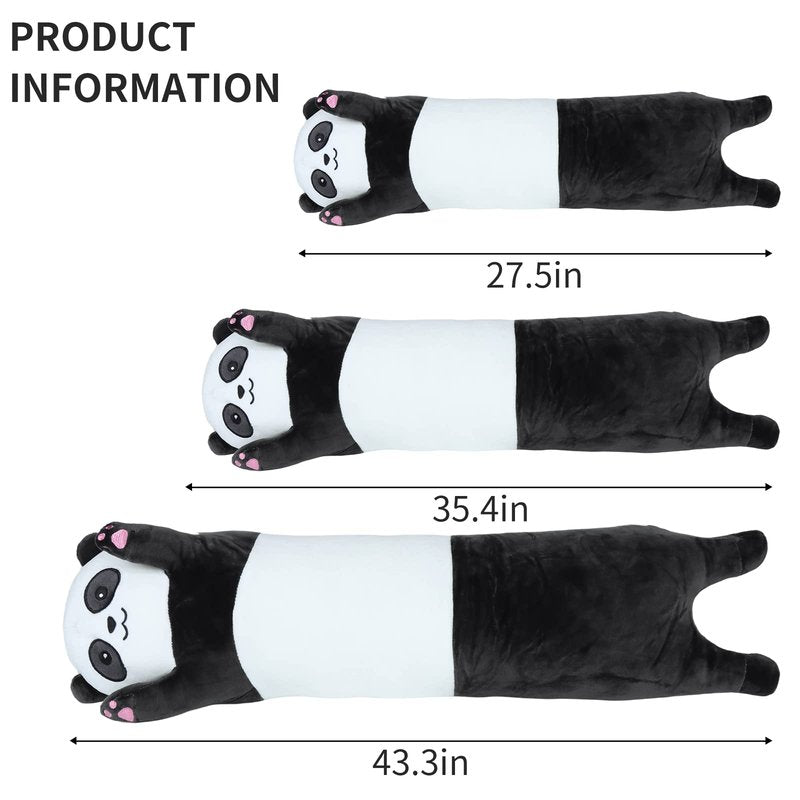 ROPELOK Panda Plush Body Throw Pillow, 35.4" Long Stuffed Animal Pillow, Kawaii Soft Panda Plush Toy for Kids Children Xmas Birthday Gifts