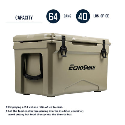 EchoSmile 25/30/35/40/60/75 Quart Rotomolded Cooler, Built to Stand up to The Rigors of The Journey
