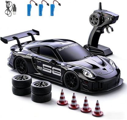 2.4GHz RC Drift Car 1:20 Scale Remote Control Car with LED Lights 4WD High Speed RC Vehicle Gift for Adults Racing &amp Drifting Tires