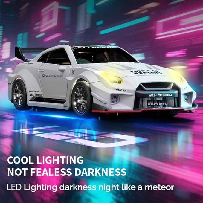 D43-02 1:43 Scale 2.4G Full Proportional 4WD Alloy RC Drift Car with Gyro System Silent Bearings Adjustable Speed &amp LED Lights for Adults High Speed Remote Control Racing Car