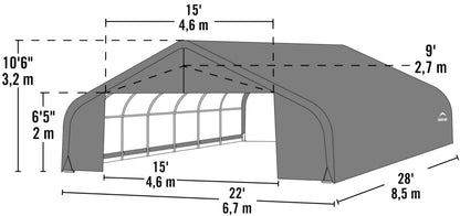 ShelterLogic 78731 Grey 22'x28'x10' Peak Style Shelter