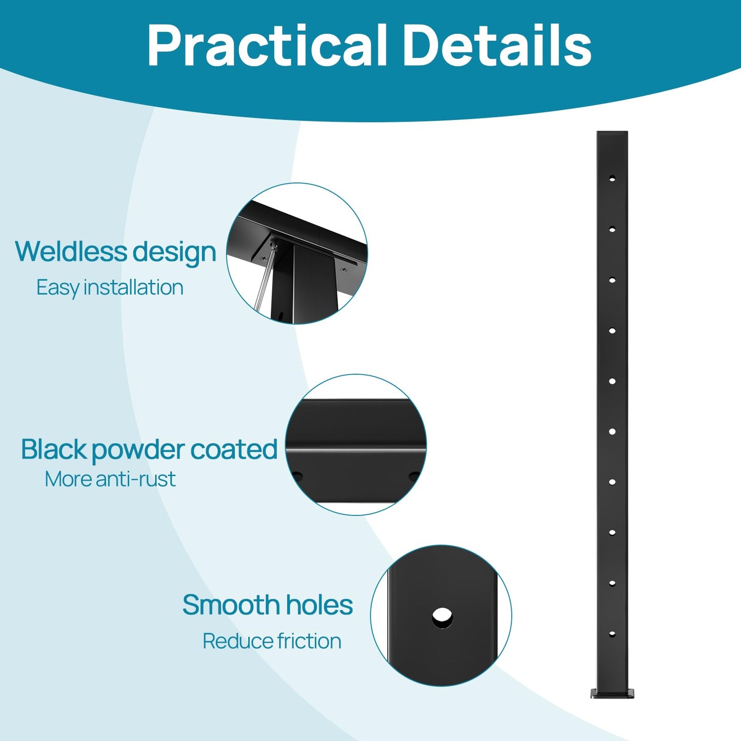 4 Pack Black Cable Railing Post 36 Inch Level Drilled Surface Mount Deck Post 36"x2"x2" T304 Stainless Steel Flat Top Square Cable Railing Kit for Indoor Outdoor HP01