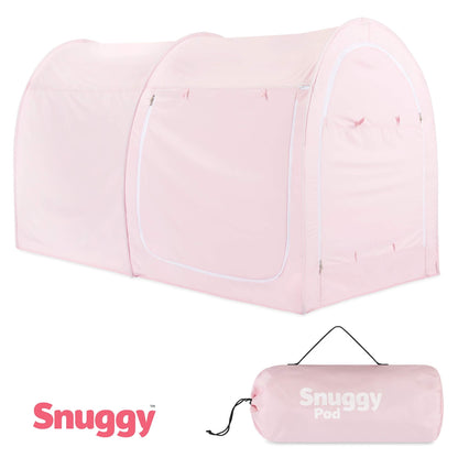 Snuggy Pod Bed Canopy – Pink (Twin Size) | Pop-Up Bed Tent | Sensory-Friendly Indoor Sleep Pod with Privacy & Light Blocking | Lightweight, Breathable & Foldable Design | Carry Bag Included