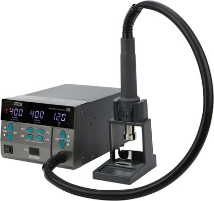 KINGTAIXIN 8610DX Pro Hot Air Rework Station,110v Digital Display Hot Air Gun Soldering Station with 4 Air Nozzles,4Channel Memory Function,Adjustable Temperature Desoldering Gun BGA Rework Station