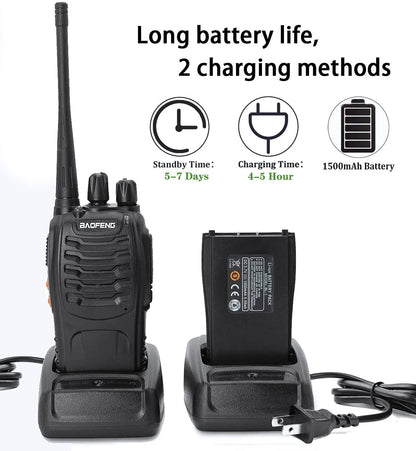 Baofeng Walkie Talkies Two-Way Radios bf-888s for Adults Long Range Rechargeable Communicator Handheld Professional UHF Interphone 10 Pack Walky Talky Set with Earpiece,Li-ion Battery and Charger