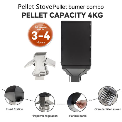 Large Outdoor Camping Cooking Stove with Oven Portable Hot Tent Stove with Pellet Bin Burner Chimney