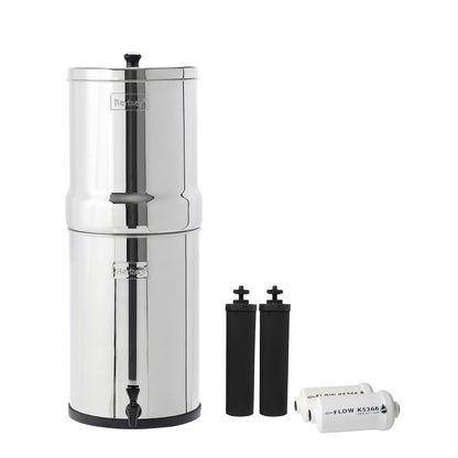 Crown Berkey Gravity-Fed Water Filter System 6 Gallon with 2 Black Berkey Elements, 2 PF-2 Fluoride and Arsenic Reduction Elements