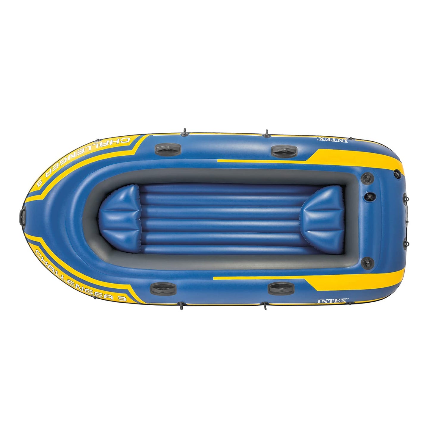 INTEX 68370EP Challenger 3 Inflatable Boat Set: Includes Deluxe 48in Boat Oars and High-Output Pump – Triple Air Chambers – Welded Oar Locks – 3 Person – 660lb Weight Capacity
