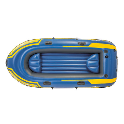 INTEX 68370EP Challenger 3 Inflatable Boat Set: Includes Deluxe 48in Boat Oars and High-Output Pump – Triple Air Chambers – Welded Oar Locks – 3 Person – 660lb Weight Capacity