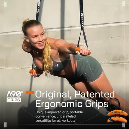 Angles90 Grips - The Original Gym Pull Up Grip Handles | Gym Handles - Lat Pulldown Attachments - Perfect Grips for T-bar Row, Cable Machine, D Handle - Grip Strength Trainer - Gym Equipment - Lat Bar