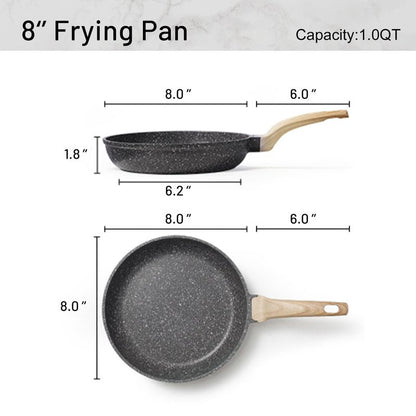 CAROTE Nonstick Frying Pan Skillet,Non Stick Granite Fry Pan Egg Pan Omelet Pans, Stone Cookware Chef's Pan, PFOA Free,Induction Compatible(Classic Granite, 8-Inch)