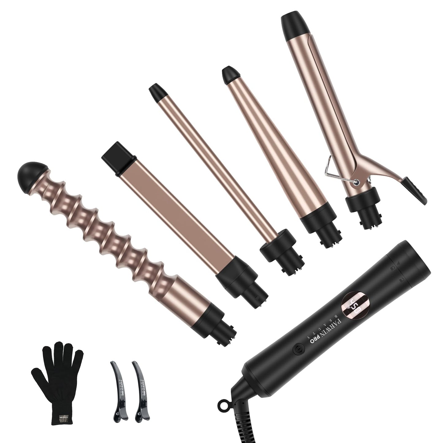 Infrared 8 in 1 Curling Iron Set with 8 Ceramic Barrels Interchangeable, Hair Curler Wand for Long Hair, Professional Curling Wand Set with LED Temperature Control, Glove and 2 Hair Clips