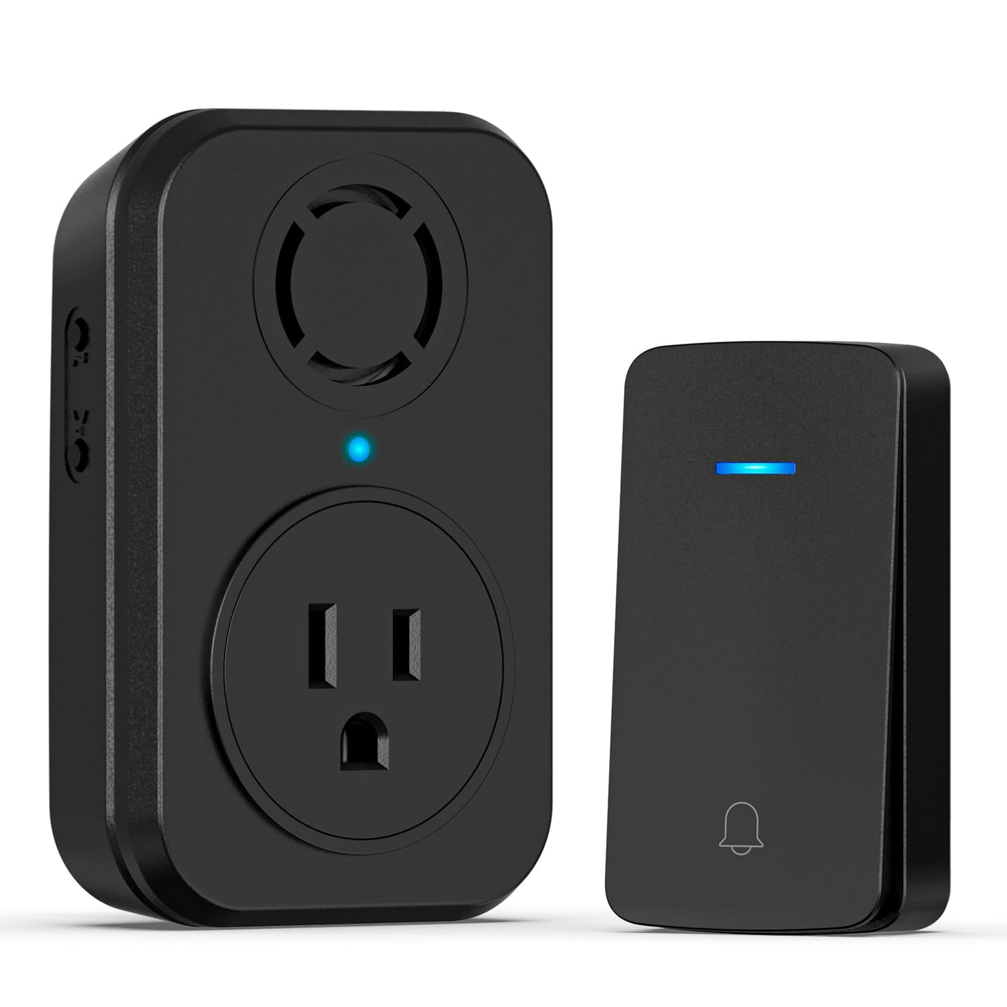 AIDA Wireless Doorbell, Self-powered Doorbell with Extra Socket, No Battery Required Push Button, Cordless Door Bell Ringer, 5 Volume Levels with 32 Doorbell Chimes (White, 2 Button & 1 Receiver)
