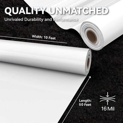 Crawl Space Vapor Barrier, 16 Mil 10'x50', White Plastic Sheeting - Thick Plastic Sheeting, Heavy Duty Polyethylene Film, Drop Cloth Vapor Barrier Covering for Crawl Space, Basement