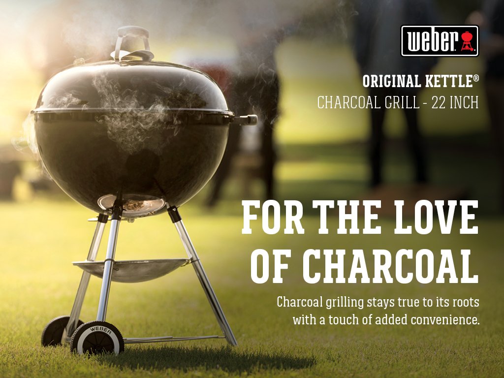 Weber Original Kettle Charcoal Grill, 22-Inch, Black – Classic Outdoor BBQ Grill with One‑Touch™ Cleaning System & Precise Temperature Control Dampers