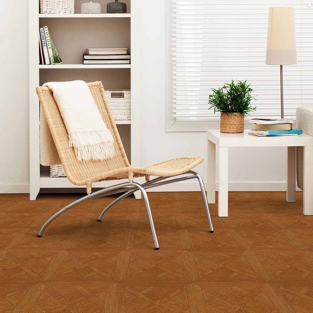 Tivoli Self Adhesive Vinyl Floor Tiles, 45 Tiles - 12" x 12", Light Oak Plank-Look - Peel & Stick, DIY Flooring for Kitchen, Dining Room, Bedrooms, Basements & Bathrooms by Achim Home Decor
