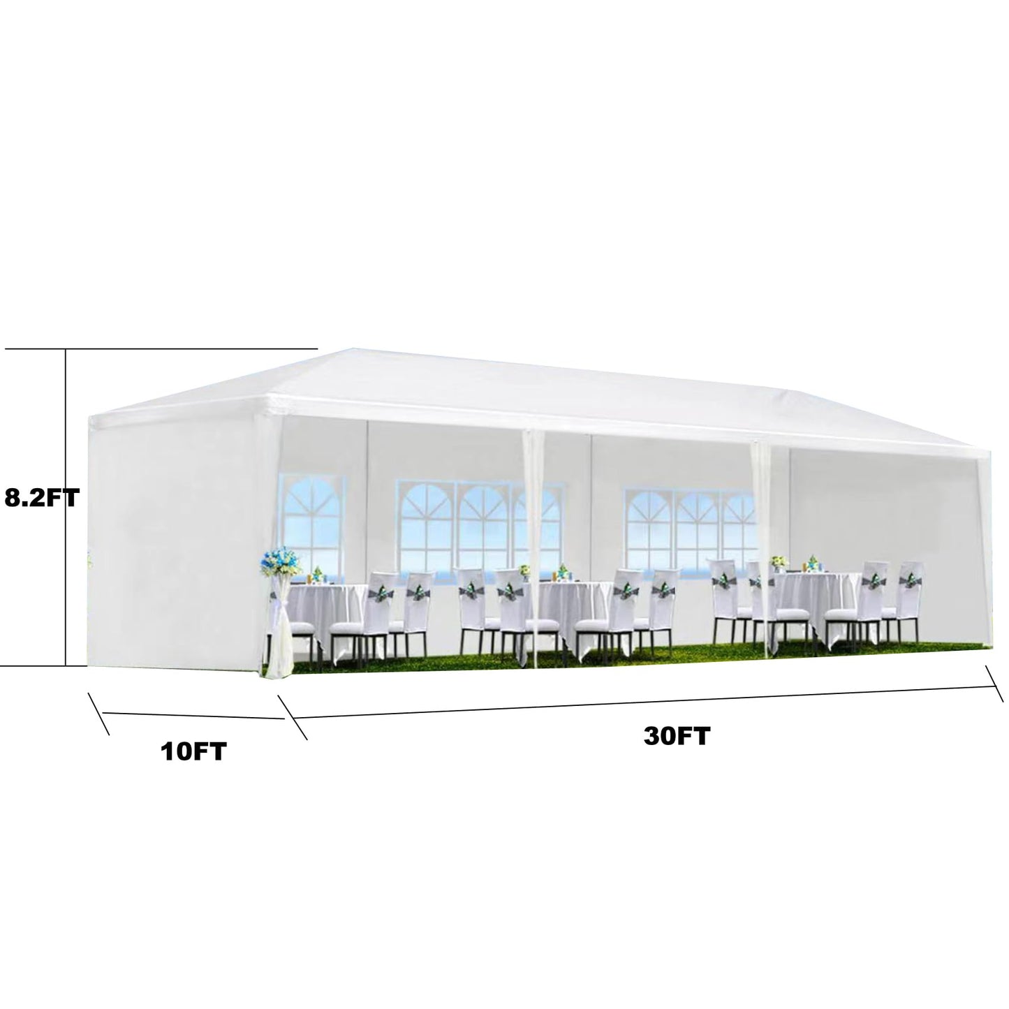 10'x30' Party Tent, Outdoor Wedding Canopy Tents for Parties with 5 Removable Sidewalls, Heavy Duty Canopy Outside Gazebo Event Tent for Parties Garden Patio Backyard, White