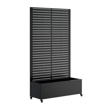 Clyrava Metal Raise Garden Bed with Trellis Outdoor Indoor, 73'' Tall Planter Box with Wheels, Large Planter with Drainage Holes & Lockable Casters for Climbing Plants, Vegetables, Vines (Rectangle A)