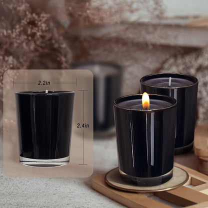 12 Pack Black Unscented Glass Filled Votive Candles, Soy Wax Candle Ideal Gifts for Spa Weddings Birthdays Holidays Party