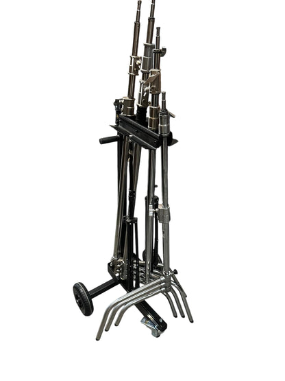 Glide Gear LSH 100 C-Stand Cart – Portable Studio Storage – Holds 6+ Stands, 8.5" Wheels, Wall-Mount Bracket, Steel Build