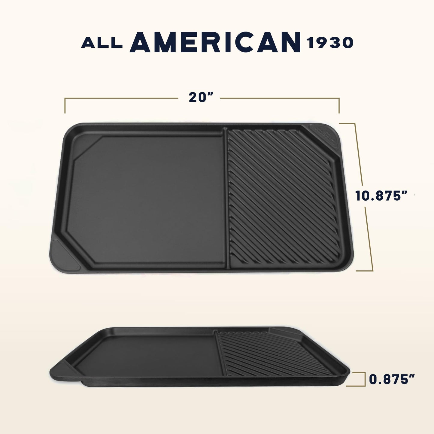 All American 1930 - Ultimate 60/40 Griddle with Ceramic Non-Stick Coating - Saffron Orange - Durable & PFAS Free - Indoor Griddle for Easy Prep, Cooking, & Cleaning - Made in the USA