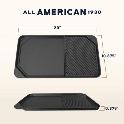 All American 1930 - Ultimate 60/40 Griddle with Ceramic Non-Stick Coating - Saffron Orange - Durable & PFAS Free - Indoor Griddle for Easy Prep, Cooking, & Cleaning - Made in the USA