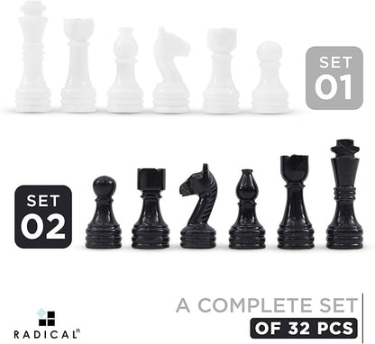 Radicaln Marble Chess Figures 3.5'' Inches Black and White Handmade Figures for Board Games - Marble Chess Set &amp Checker Board Game for Adults