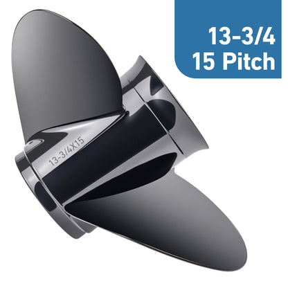 MARKGOO Propeller 13 3/4X15P for Mercury Outboard 40 50 60 70 75 80 90 100 115 125 140 HP Boat Motor Engine Parts Aluminum Prop 13.75X15 Pitch RH 15 Spline Tooth with Flo-Torq II Hub Kit 48-77342A45