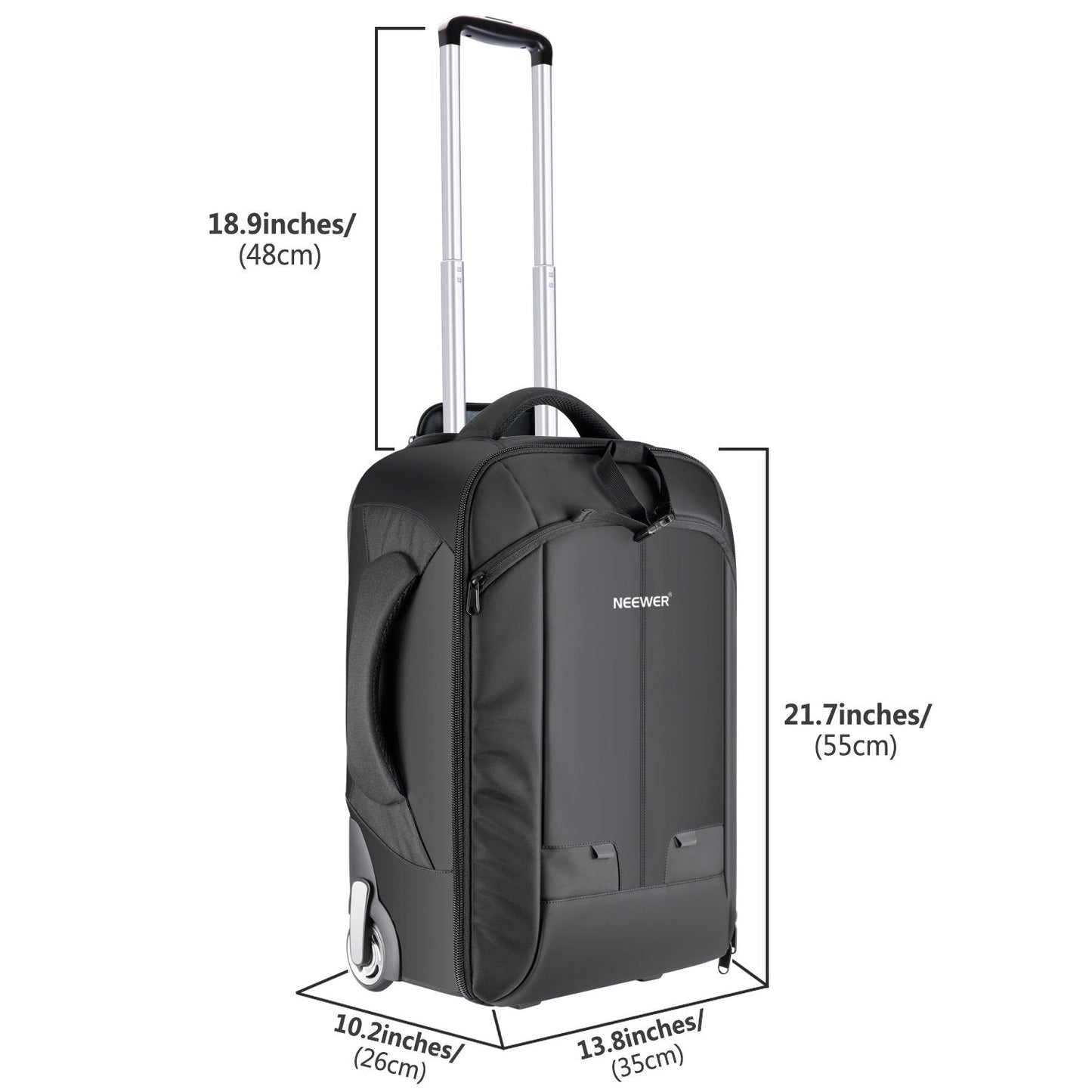 Neewer 2-in-1 Rolling Camera Bag Backpack Suitcase Style Convertible with Double Handle, Shockproof Trolley Case with Removable Padded for SLR/DSLR Cameras Tripod Lenses (Black/Red)