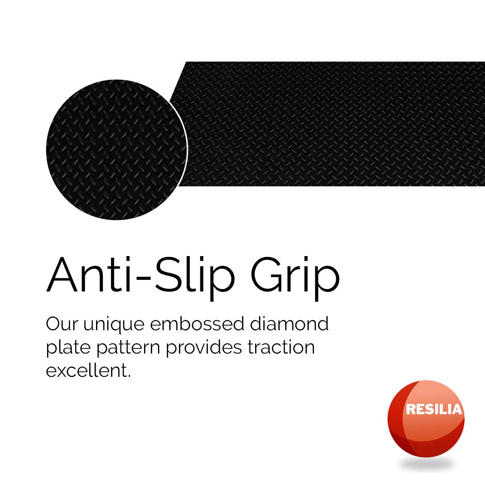 RESILIA Heavy Duty Garage Floor Runner & Protector Mat - Slip Resistant Diamond Plate PVC Mats - Water, Spill, & Stain Resistant, Black (4 feet x 20 feet), Made in The USA