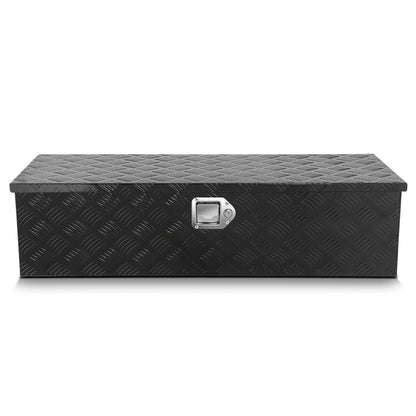 DNA MOTORING Aluminum Lockable Storage Box, Trailer Tongue & Truck Bed Tool Box w/Keys & Side Handle, Black Organizer w/Diamond Tread Pattern, 39"L x 13.3"W x 10"H, TBOX-T5-004-BK