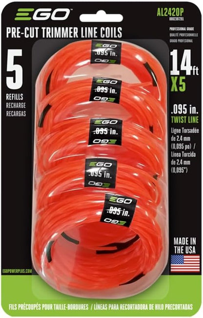 EGO Power+ Twisted String Trimmer Lines - Pre-Cut 0.095" | 5-Pack for Efficient Trimming