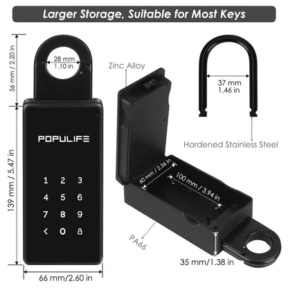 WiFi Lock Box for Outside with Gateway, Remotely Control Smart Key Lock Box, Wireless Lock Box for House Key, Door Handle & Wall Mount Sturdy Alloy Lockbox IP66 Waterproof