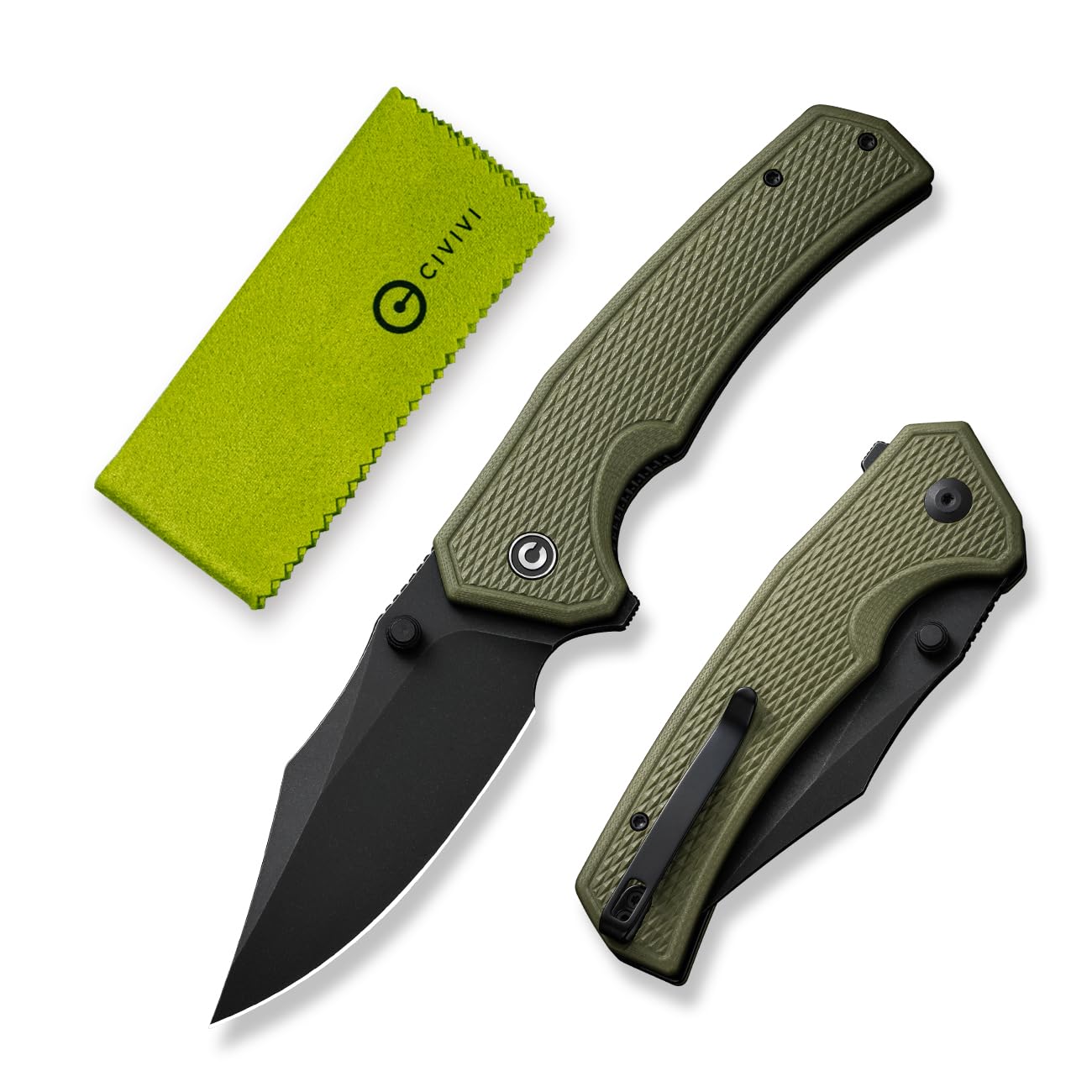 CIVIVI Vexillum Folding Knife for Outdoor and EDC, Flipper Pocket Knife with Thumb Stud Opener, 3.81" Nitro-V Blade Milled G10 Handle for Men C23003D-2