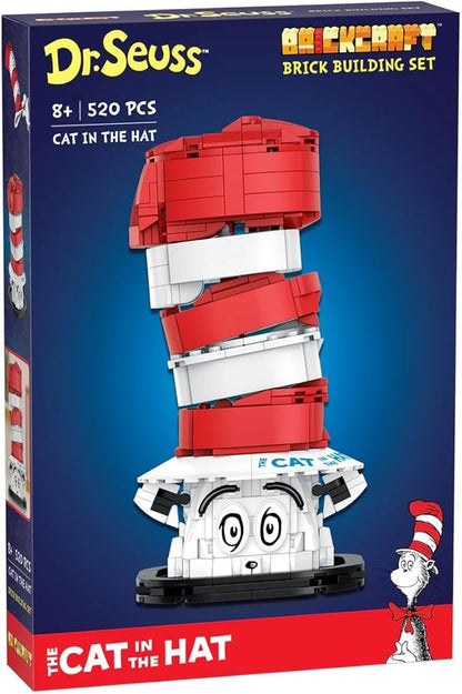 Brickcraft Officially Licensed Dr. Seuss Cat in The Hat Bust with Printed Parts Includes 556 Pieces Multicolored Brick Building Set