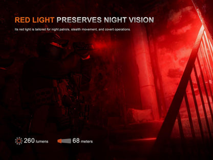 Fenix Flashlight, TK28R 6500 Lumen LED Rechargeable Tactical White/Red Light, Long Throw 437 Yards w/EdisonBright Acc case