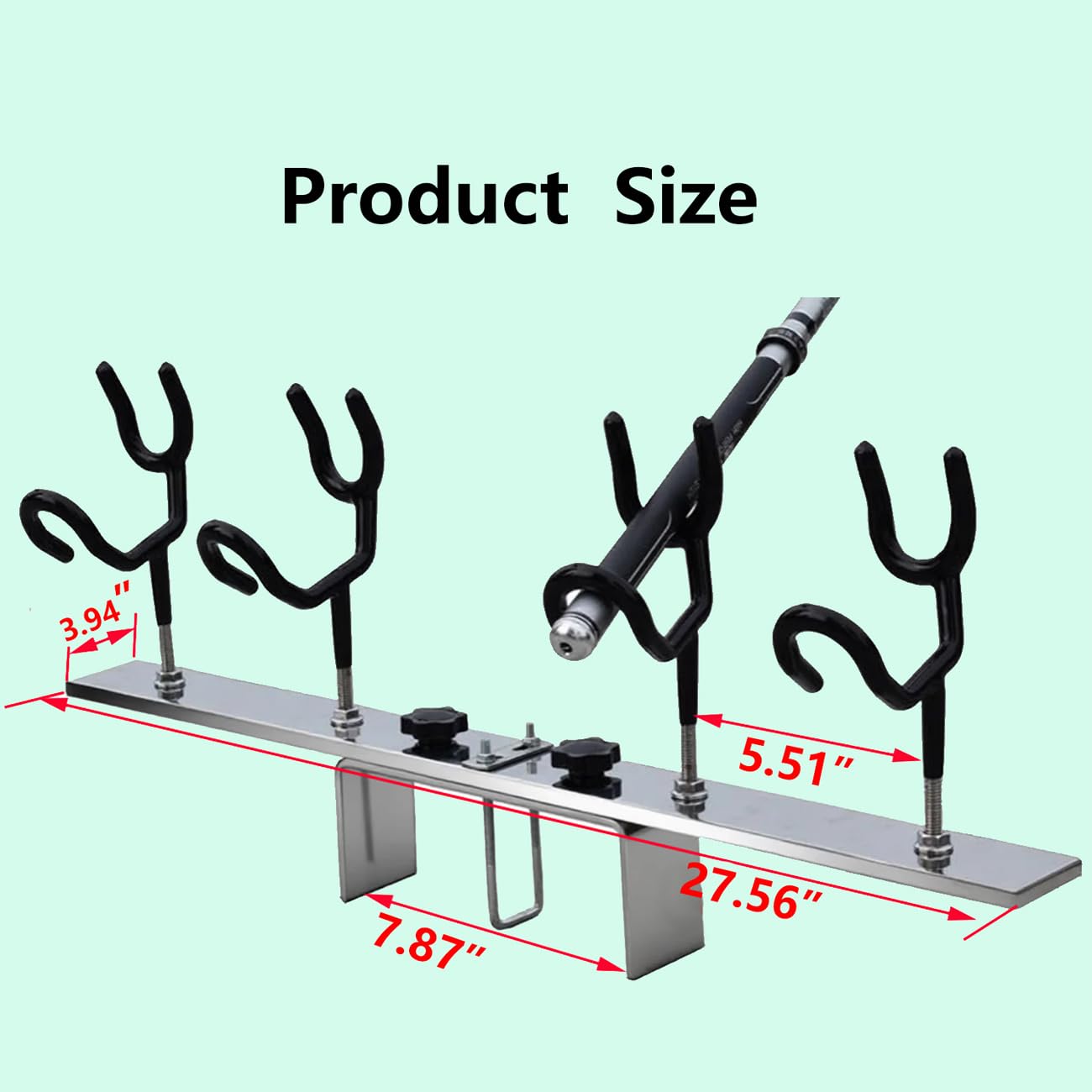Tebaisea 4-Head Rod Holders, Adjustable Rod Holders for Boats, Yachts, Which can be Fixed to The Deck Cleat (Cleat Not Included) by Means of U-Bolts.