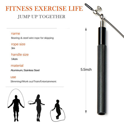 Speed Skipping Rope Adjustable Jumping Rope with Aluminium Alloy Handle and Ball Bearing Tangle-Free Exercise Rope for Home Exercise & Slim Body , Cross Fit Training, Fitness, Exercis Ideal for Aerobic Exercise