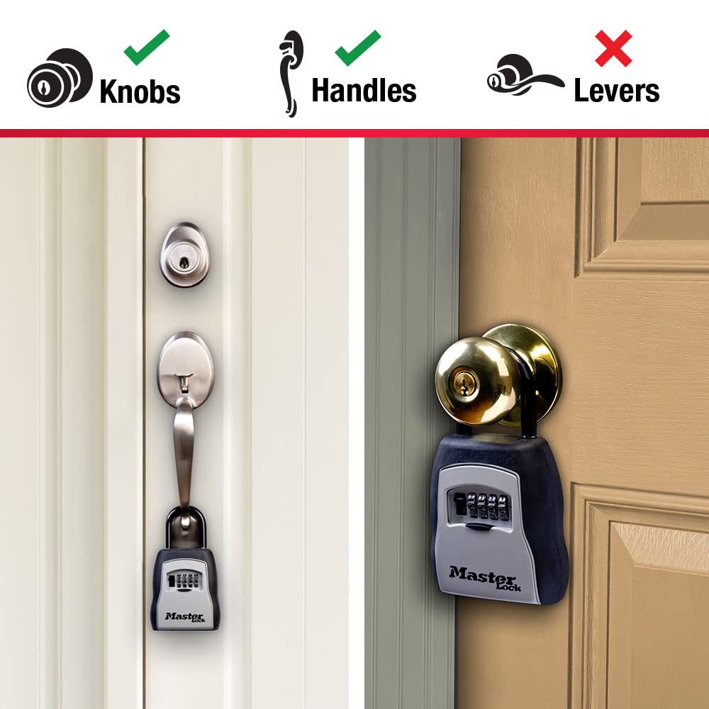 Master Lock Key Lock Box for House Keys – Outdoor Portable Combination Lockbox with Resettable 4 Digit Code, Weather Resistant Durable Metal Body, Holds 5 Keys, 5400EC5, Black, 5 Pack